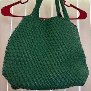Elegant Green Woven Tote Bag
